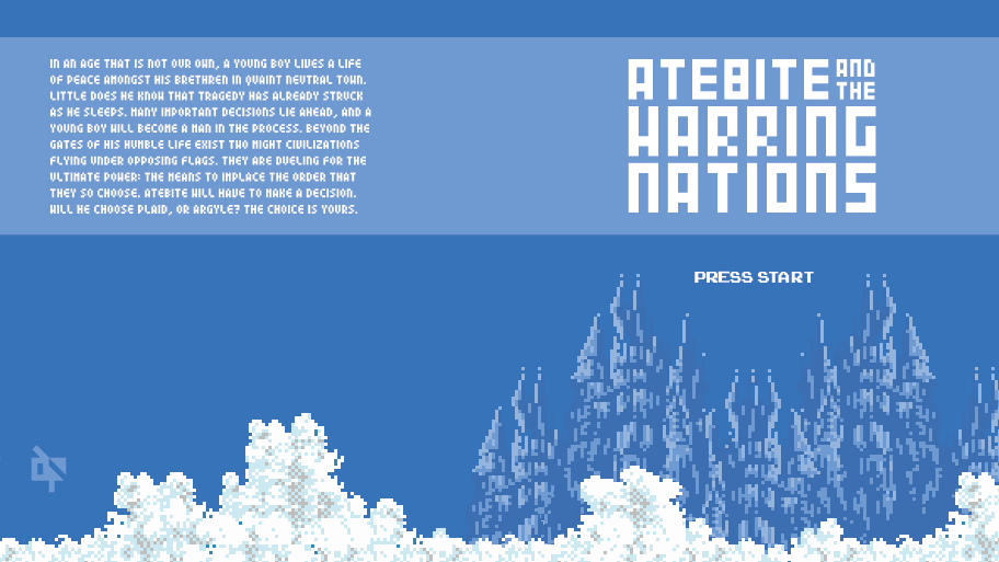 The inside panel of the 'Atebite and the Warring Nations' CD artwork, with a lot of help from old NES sprites.